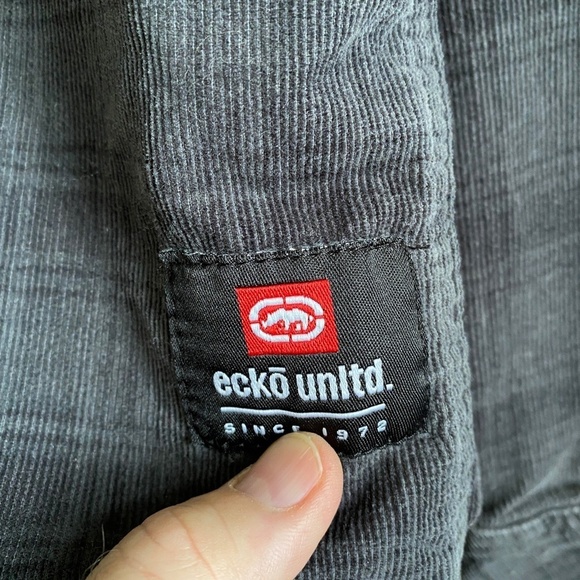 Ecko Unltd. Men's Gray Check Long Sleeve‎ Fine Corduroy Button Up Shirt Small - Picture 4 of 14
